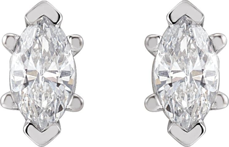 Marquise 6-Prong V-End Stud Earrings view 2