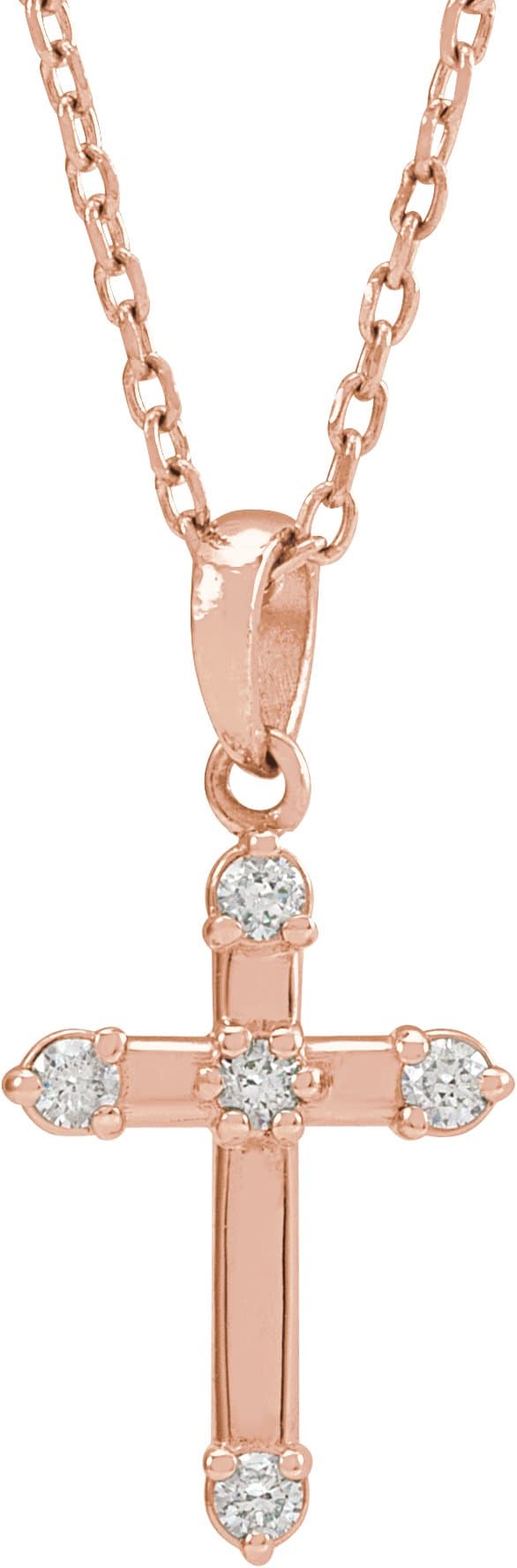 14K Rose .07 CTW Natural Diamond Cross 16-18 Necklace