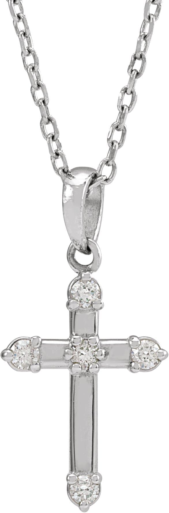 14K Rose .07 CTW Natural Diamond Cross 16-18 Necklace