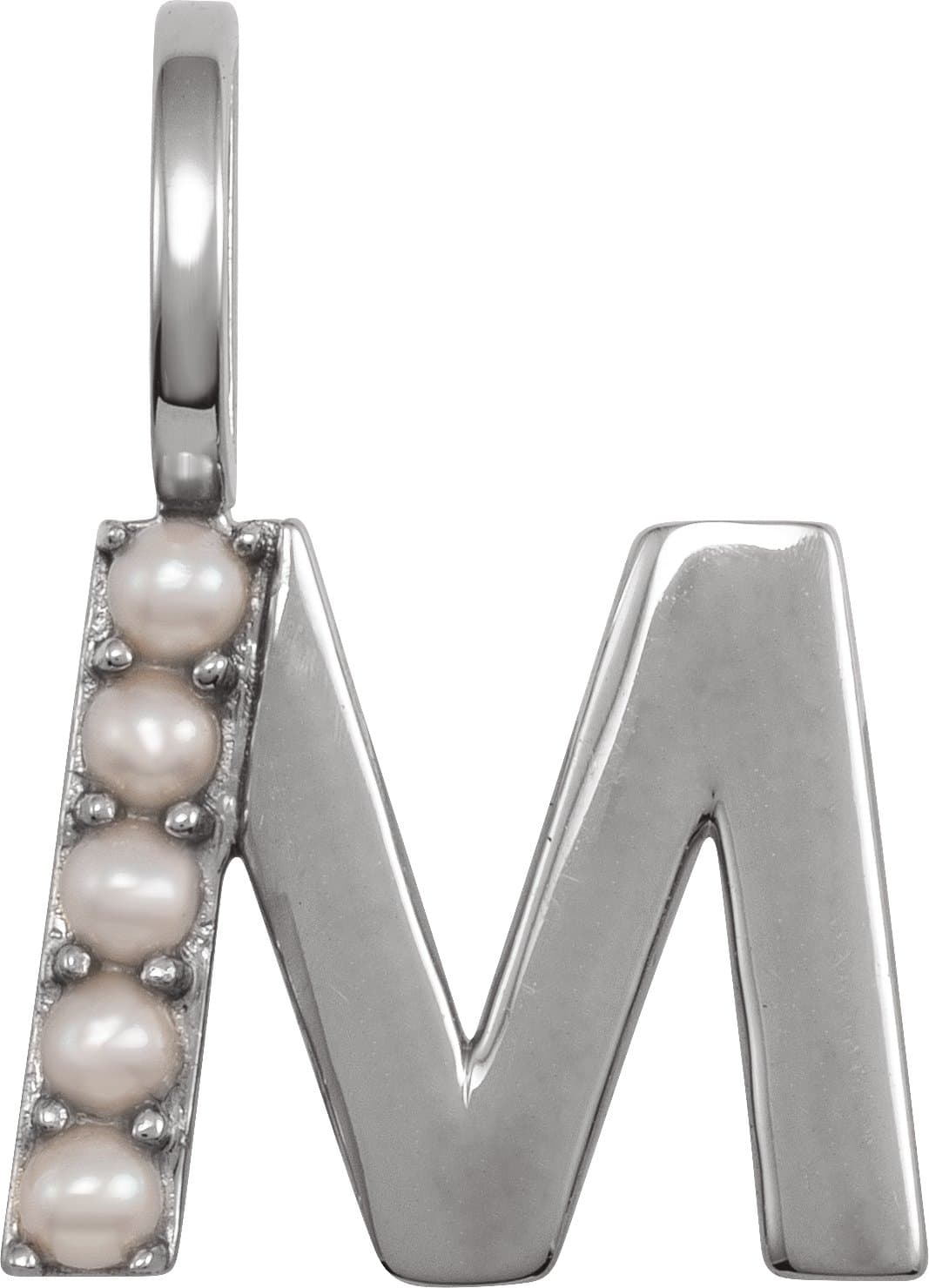 14K Rose Cultured White Freshwater Pearl Initial A Charm/Pendant