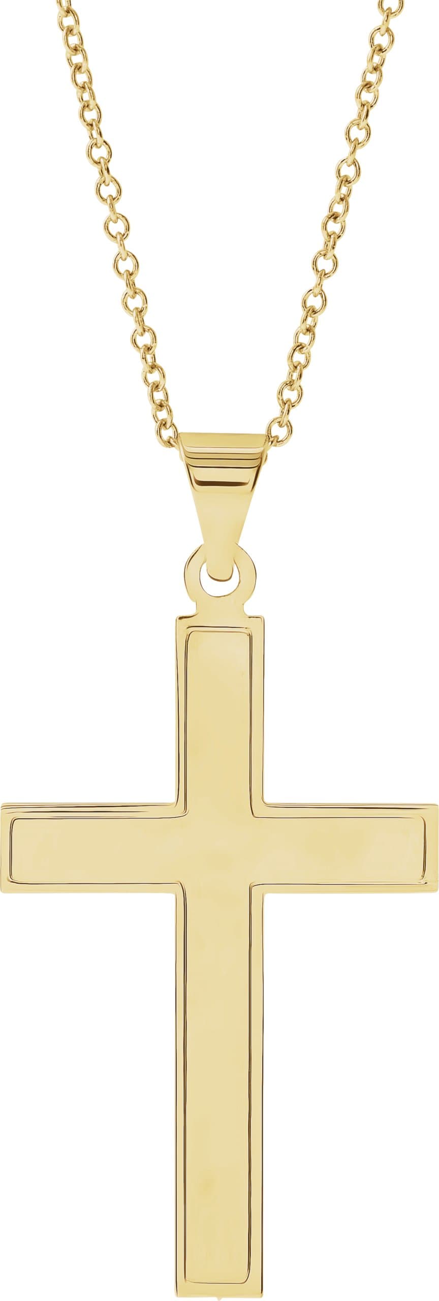 14K White 21.5x12 mm Cross 18 Necklace