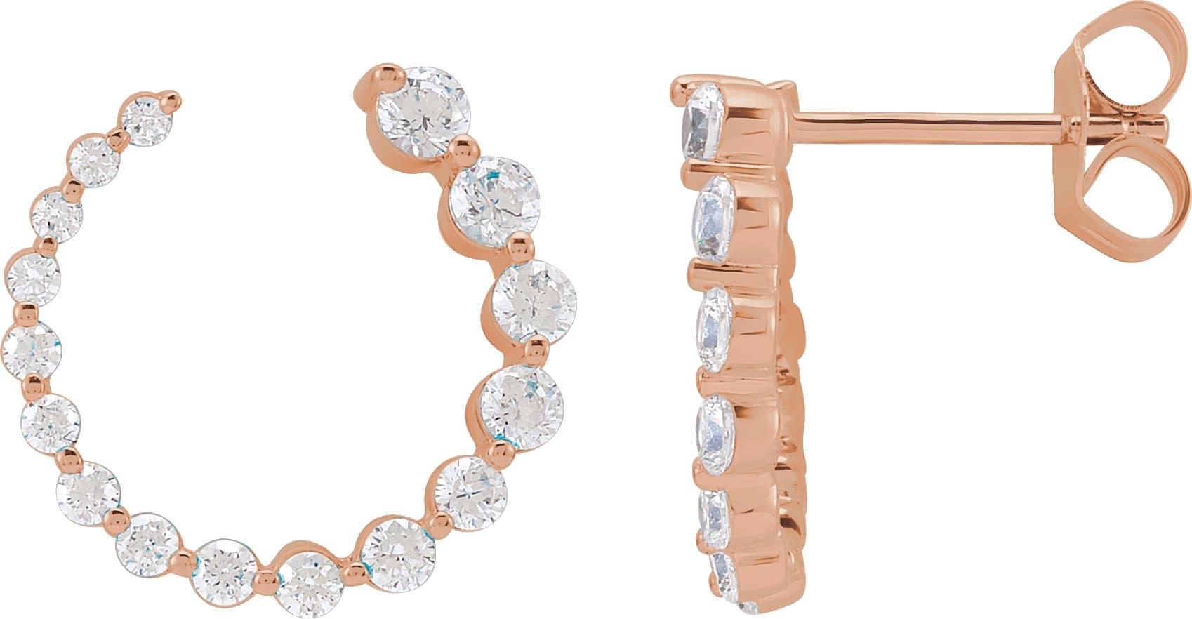 14K Yellow Gold 1/2 CTW Natural Diamond Front-Back Earrings