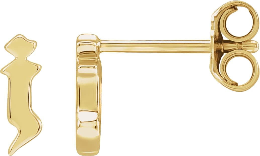 14K Rose Gothic Initial B Earring