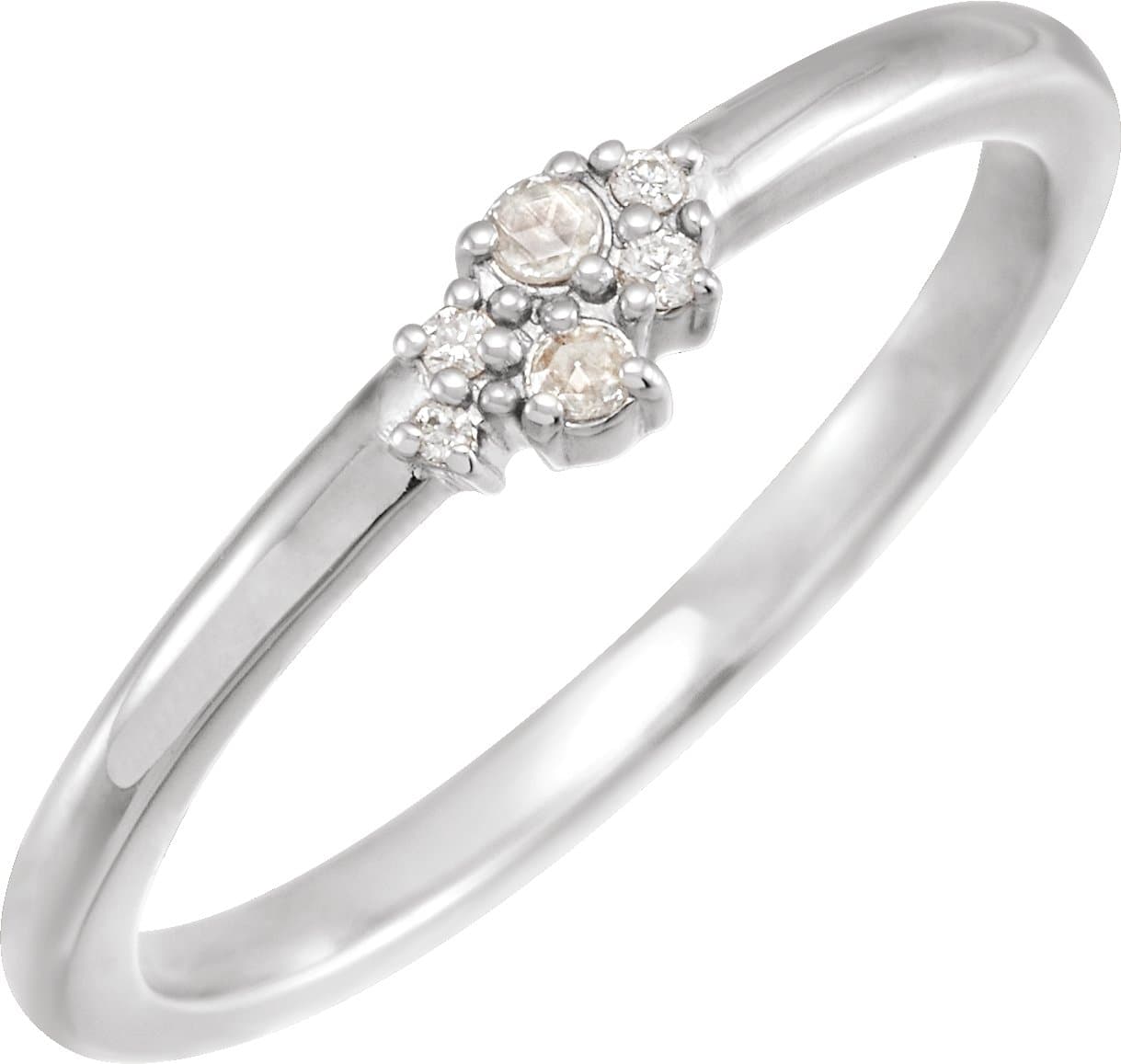 14K Rose .04 CTW Rose-Cut & Faceted Natural Diamond Stackable Ring