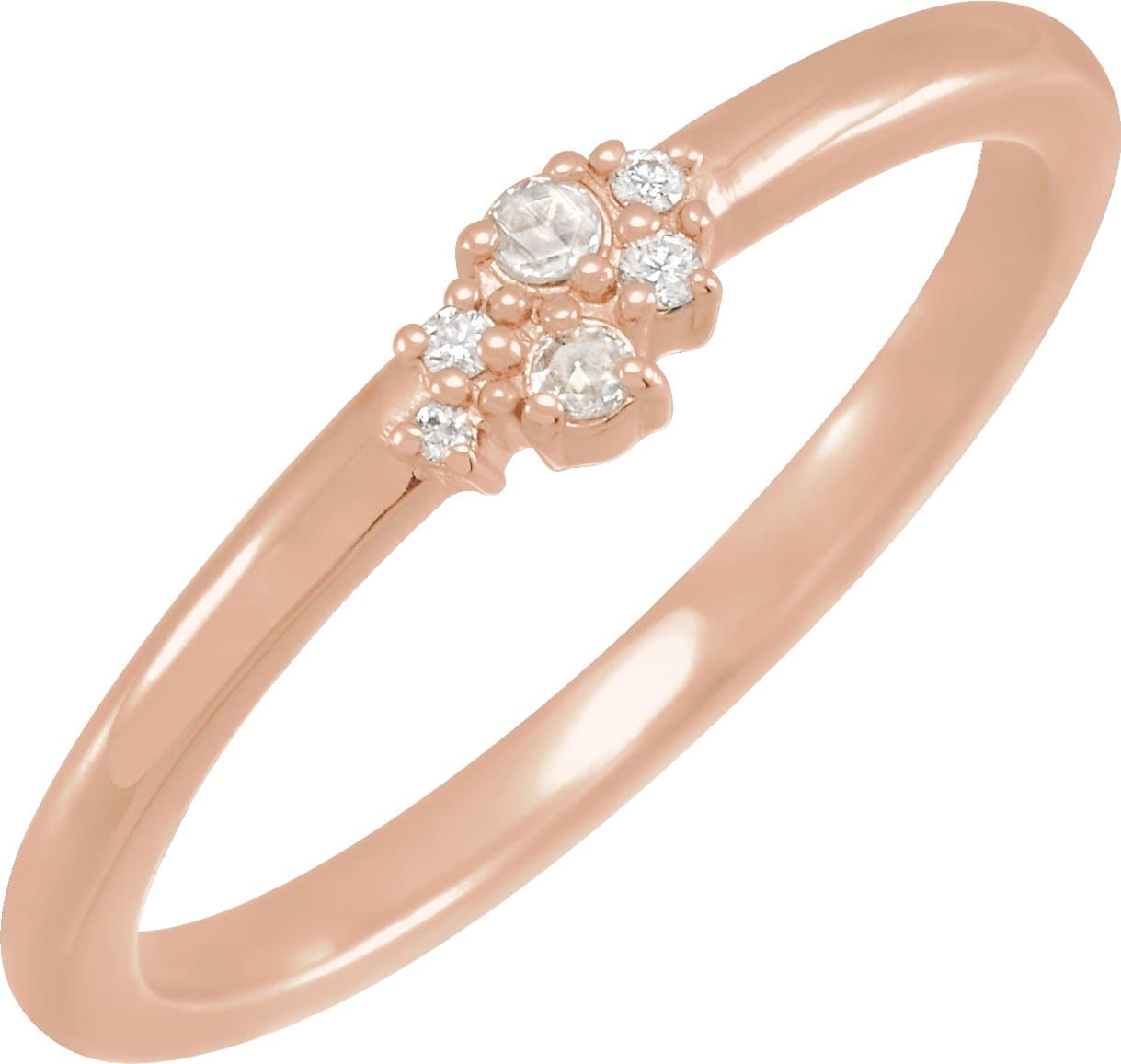 14K Rose .04 CTW Rose-Cut & Faceted Natural Diamond Stackable Ring