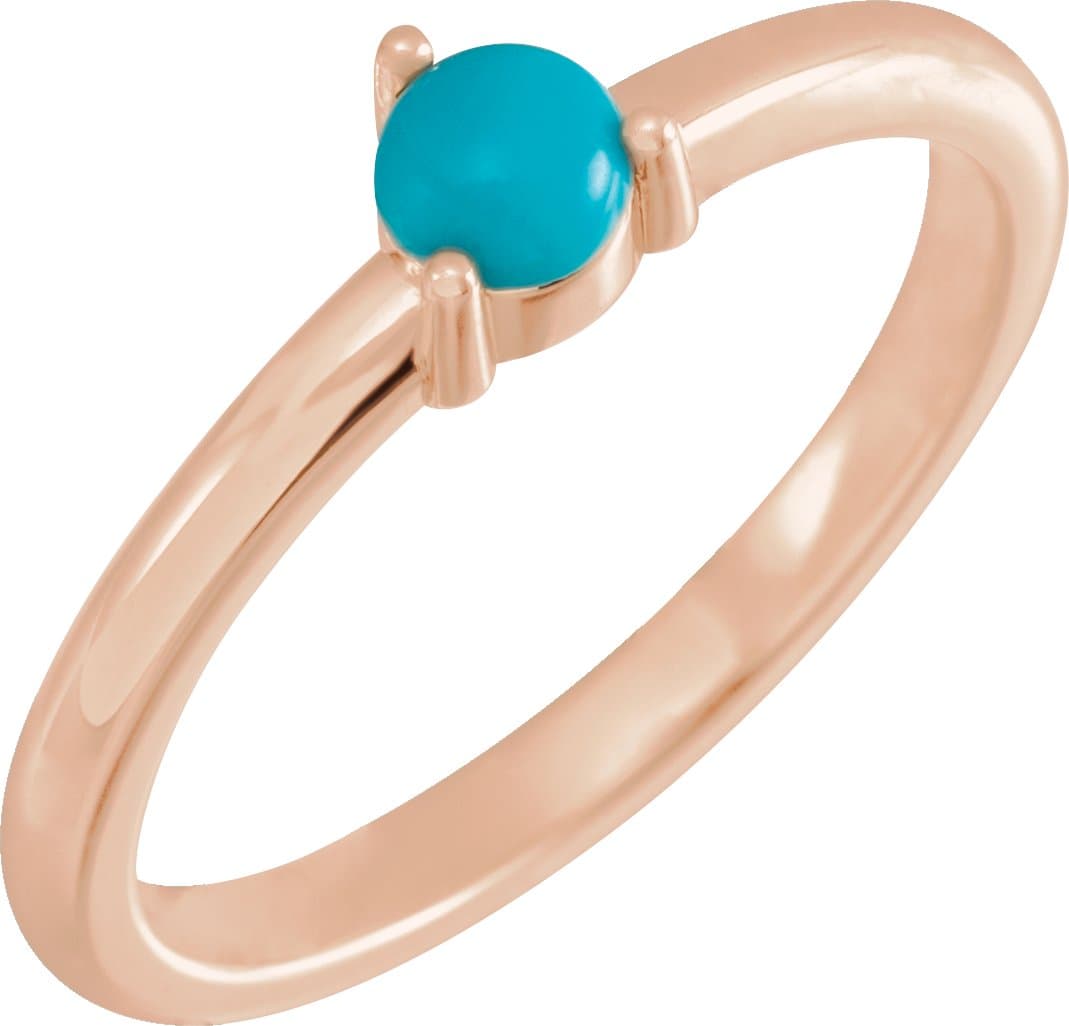 14K Rose Natural Turquoise Cabochon Ring