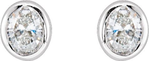 Oval Bezel-Set Stud Earrings view 2