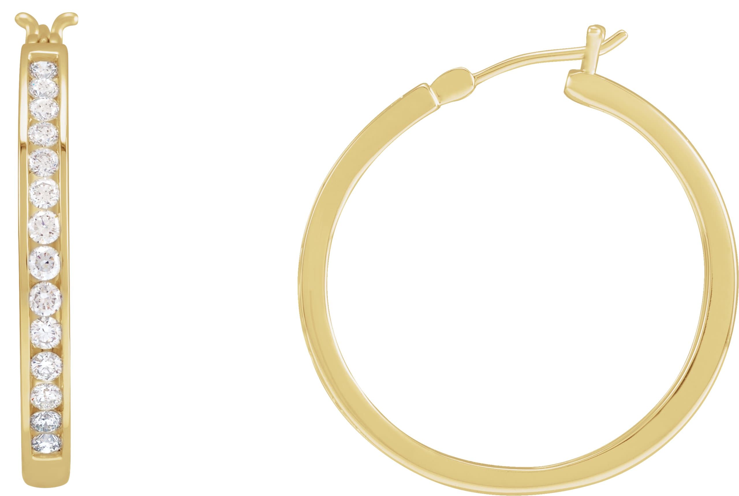 14K White 1 CTW Natural Diamond Hoop Earrings