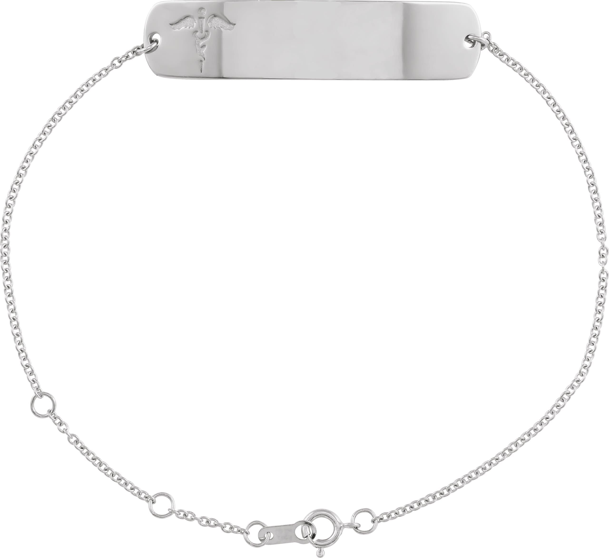 14K Rose Engravable Medical Identification 6 1/2-7 1/2" Bracelet