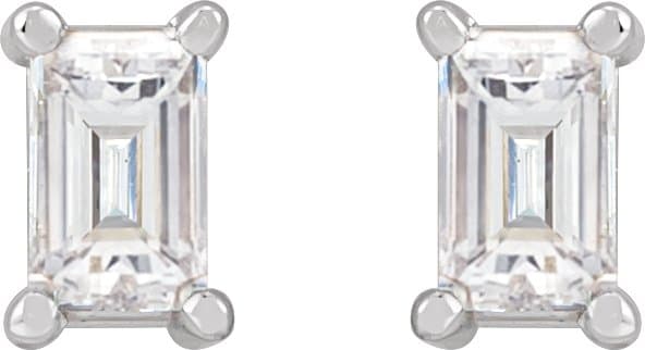 Straight Baguette 4-Prong Stud Earrings view 2