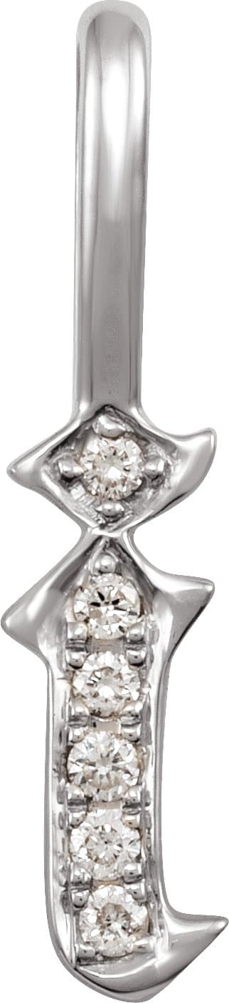 14K Rose .04 CTW Natural Diamond Gothic Initial H Charm/Pendant