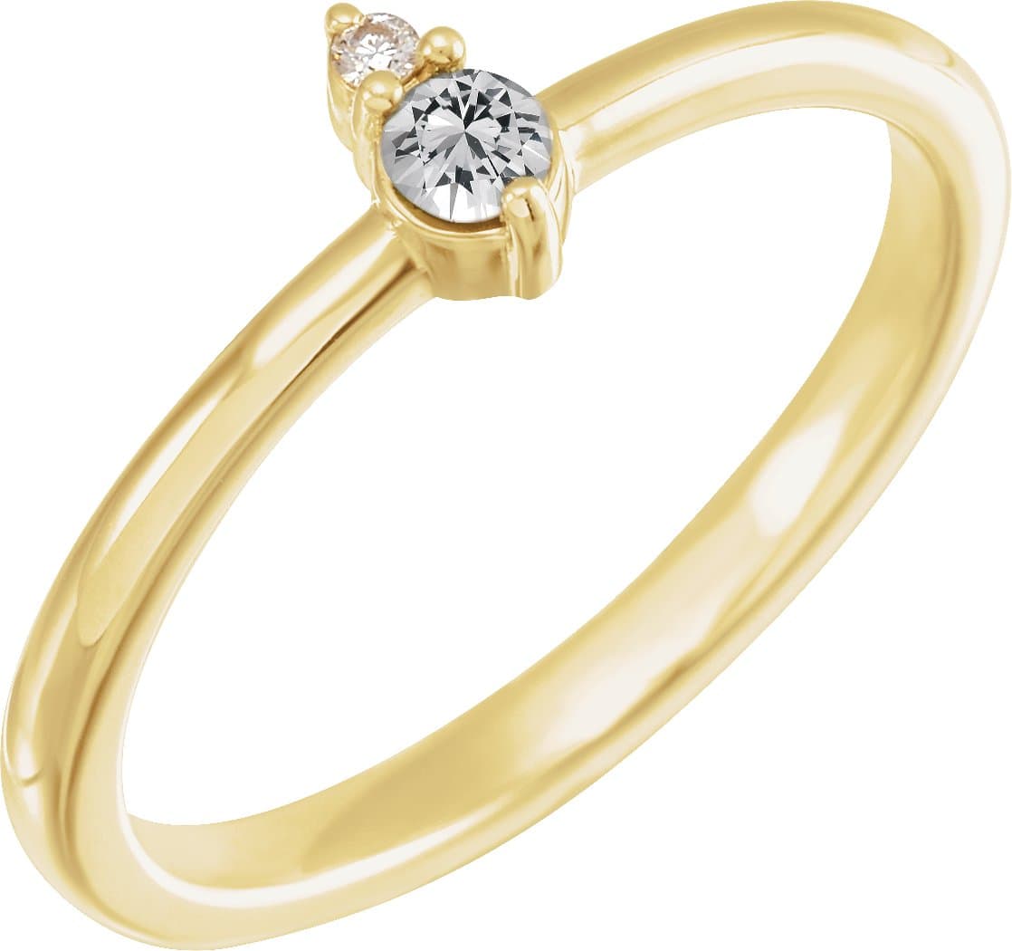 14K Rose Natural Black Onyx & .015 CT Natural Diamond Ring