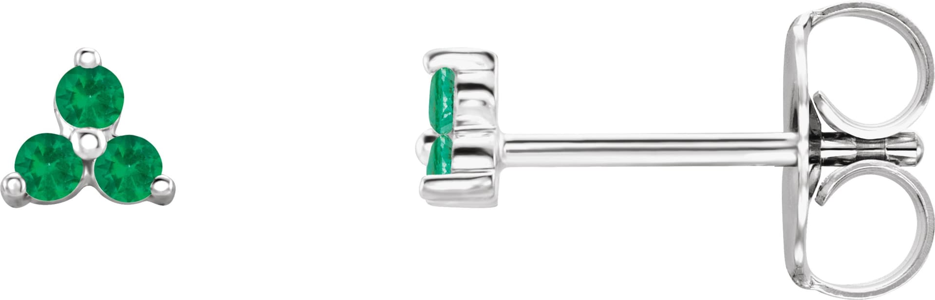 Sterling Silver 1.5 mm Round Three-Stone Earring Mounting  