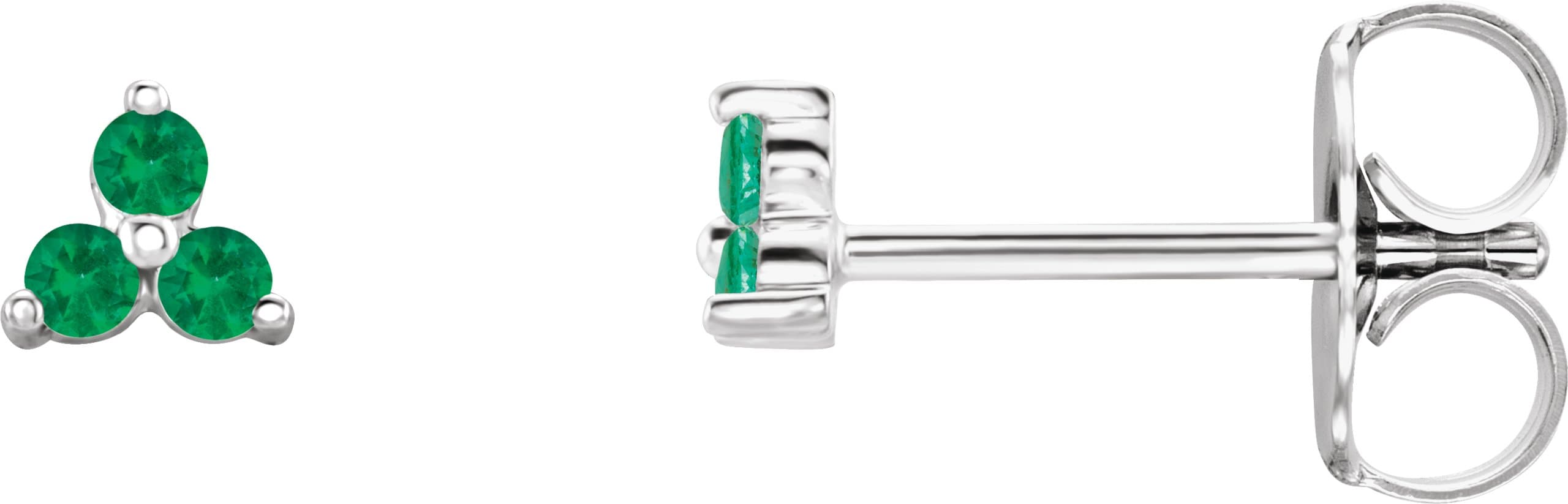 Sterling Silver 1.5 mm Round Three-Stone Earring Mounting  