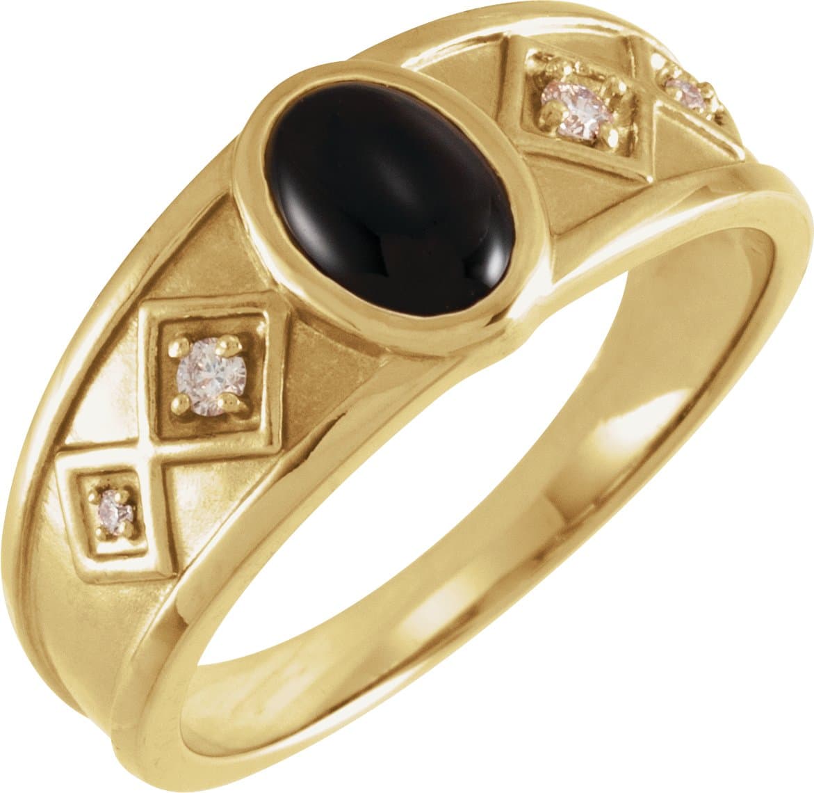 14K Rose Natural Black Onyx & .05 CTW Natural Diamond Ring