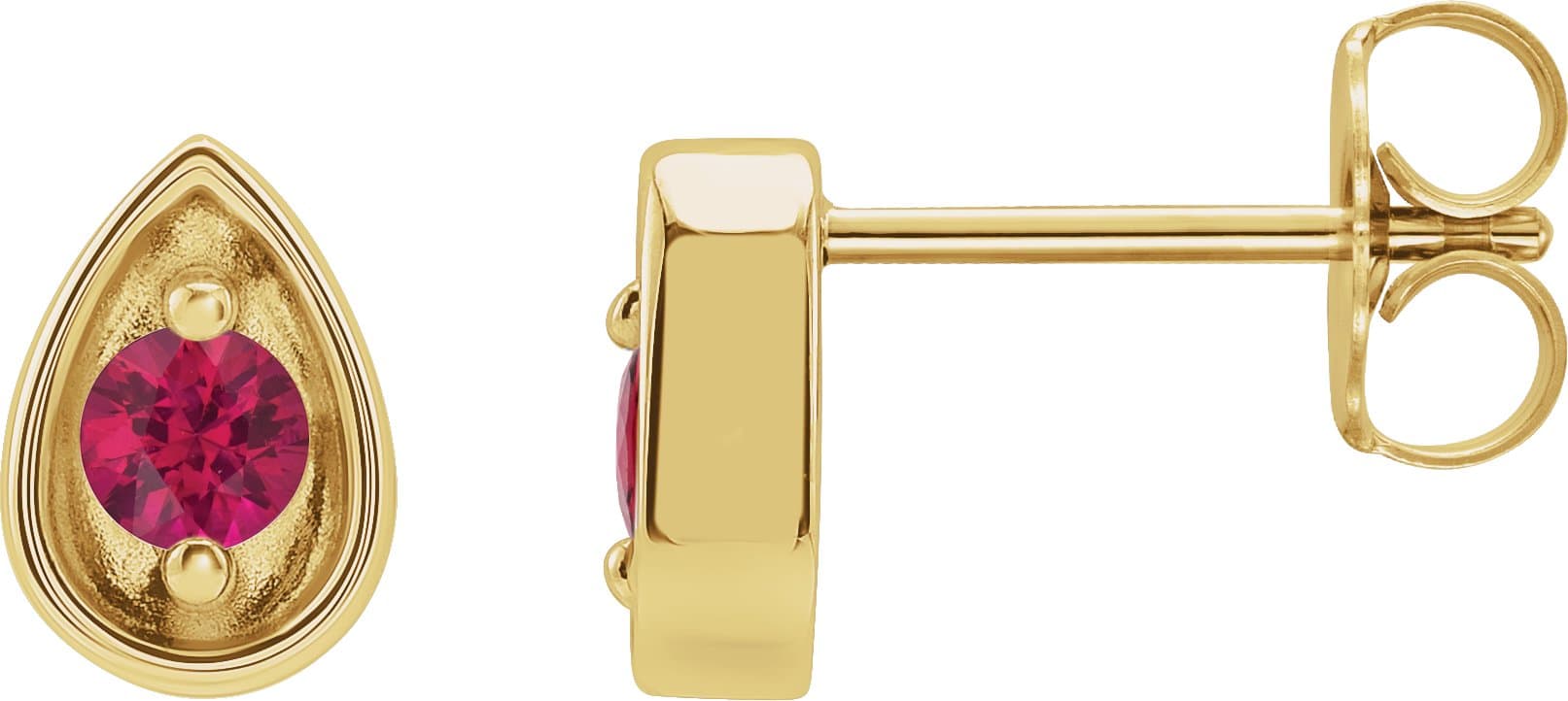 14K Rose 2.5 mm Natural Ruby Teardrop Earrings