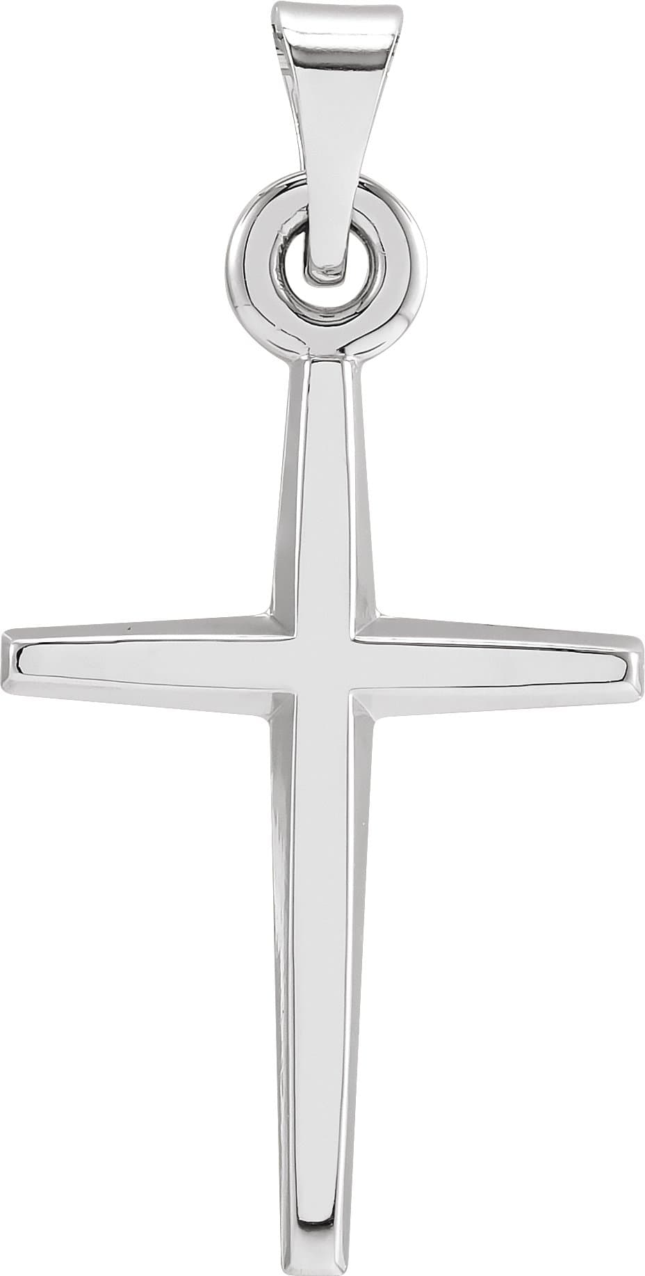 14K White 23.38x11.75 mm Cross Pendant