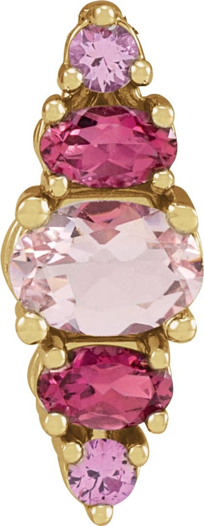 14K Yellow Natural Pink Multi-Gemstone Bar Pendant