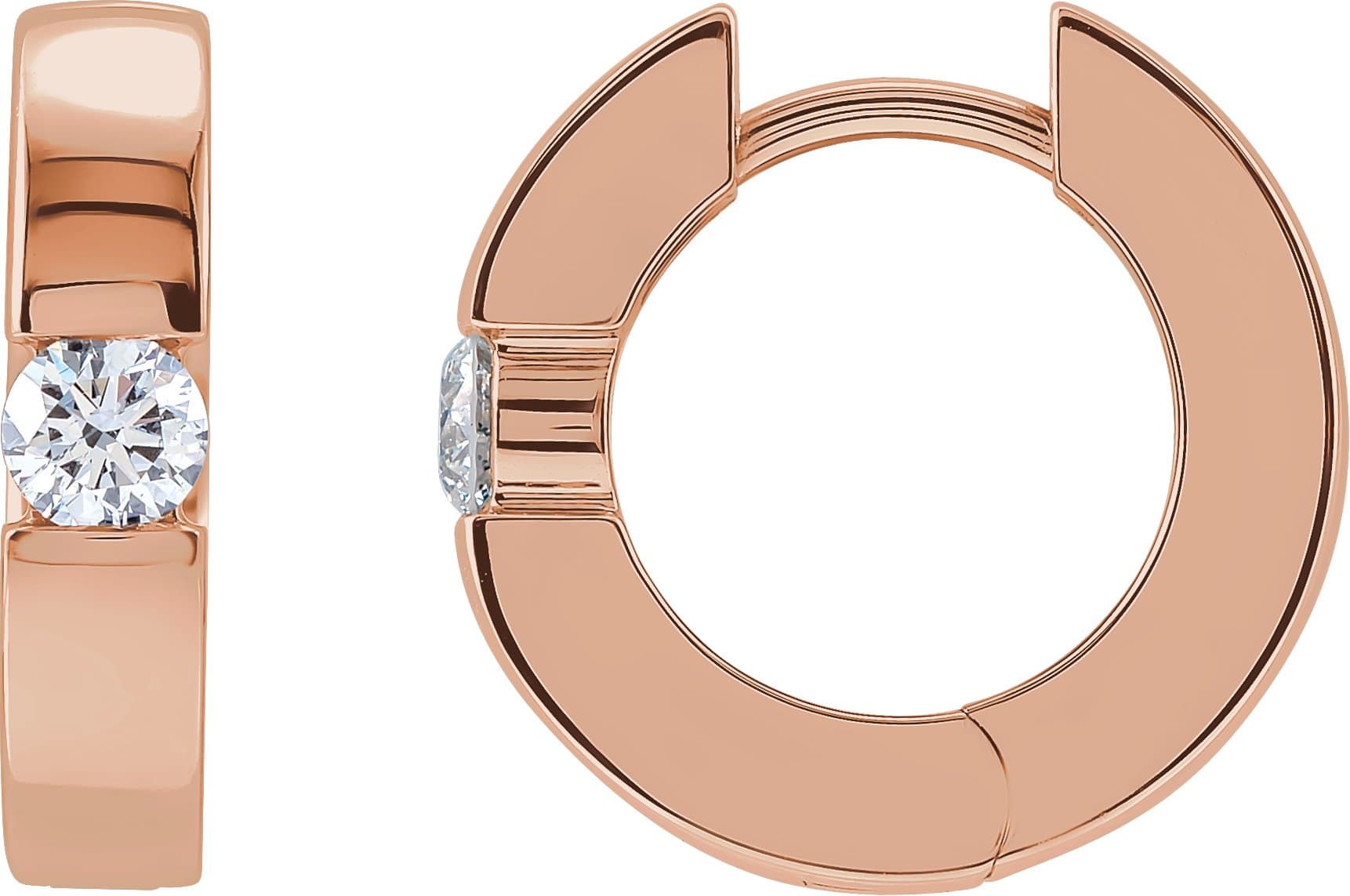 14K Rose 1/3 CTW Lab-Grown Diamond Hinged Huggie Earrings
