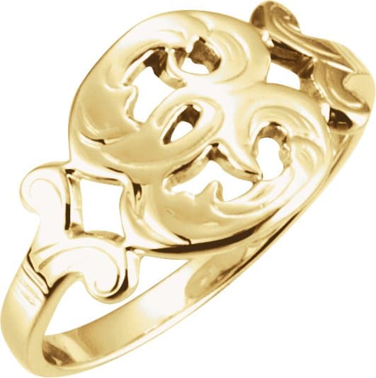 10K Yellow Script Initial E Ring
