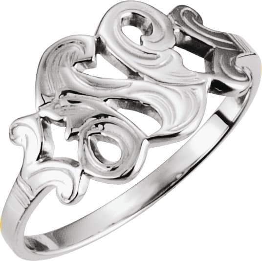 10K Yellow Script Initial A Ring