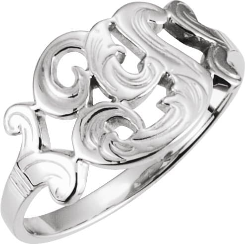 10K Yellow Script Initial A Ring