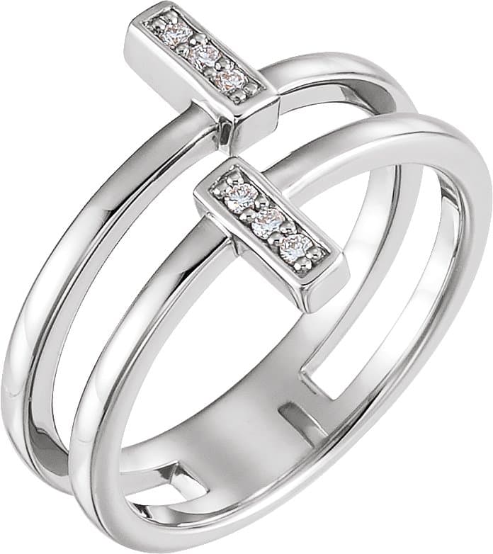 14K Rose .06 CTW Natural Diamond Bar Ring