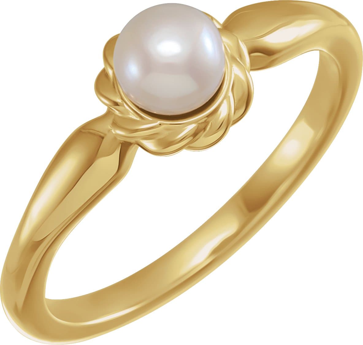 14K Rose 5-5.5 mm Cultured White Freshwater Pearl Ring