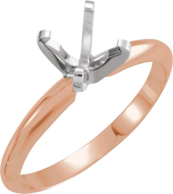 14K Rose Gold & Platinum 3.5-3.9 mm Round Pre-Notched Lightweight 4-Prong Solitaire Engagement Ring Mounting