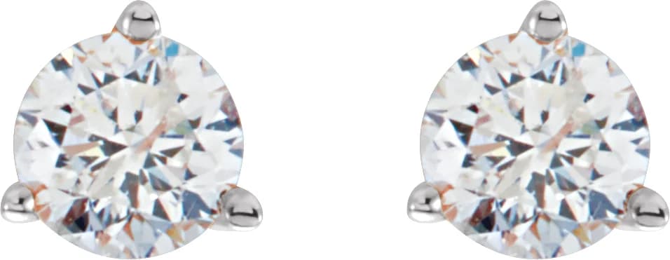 Round 3-Prong Cocktail-Style Stud Earrings, view 3