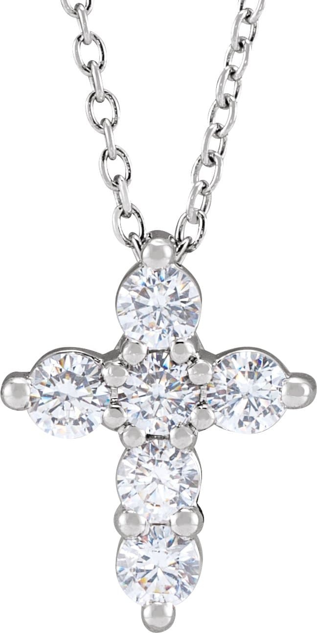 14K Yellow Gold 1/4 CTW Lab-Grown Diamond Cross 18" Necklace