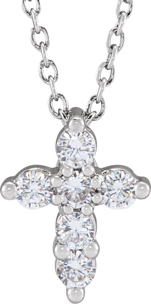 14K Rose 1 CTW Lab-Grown Diamond Cross 18 Necklace