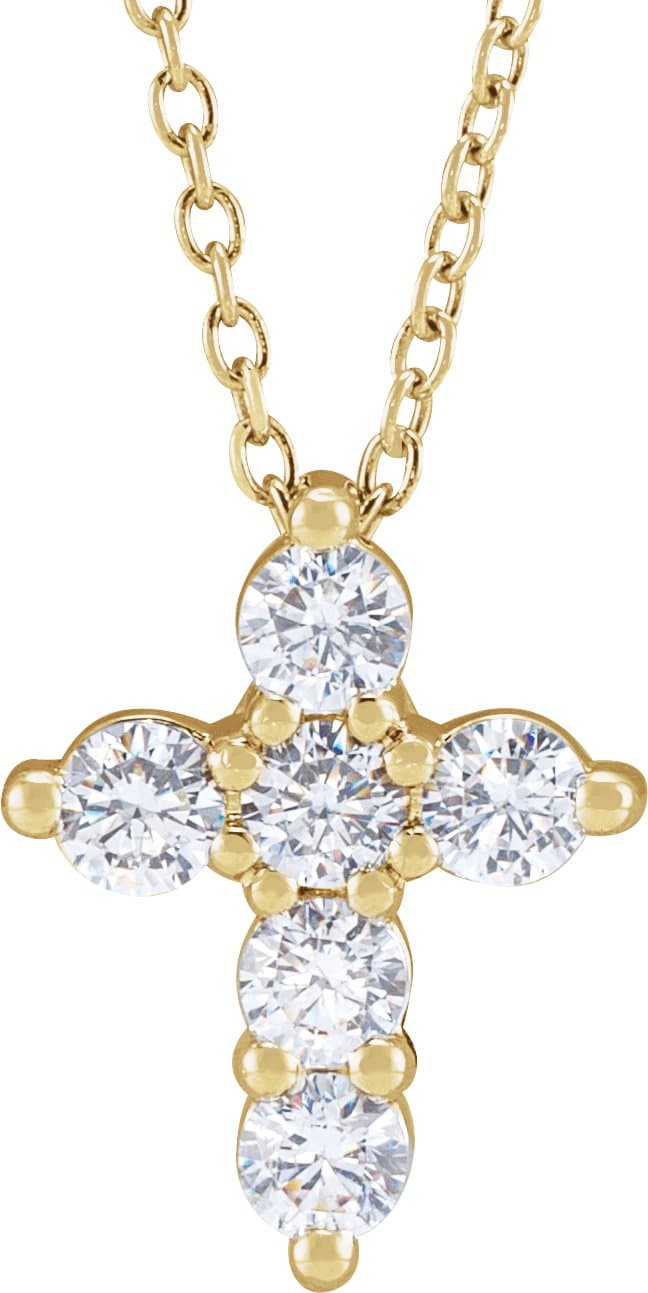 14K Rose 1 CTW Lab-Grown Diamond Cross 18 Necklace