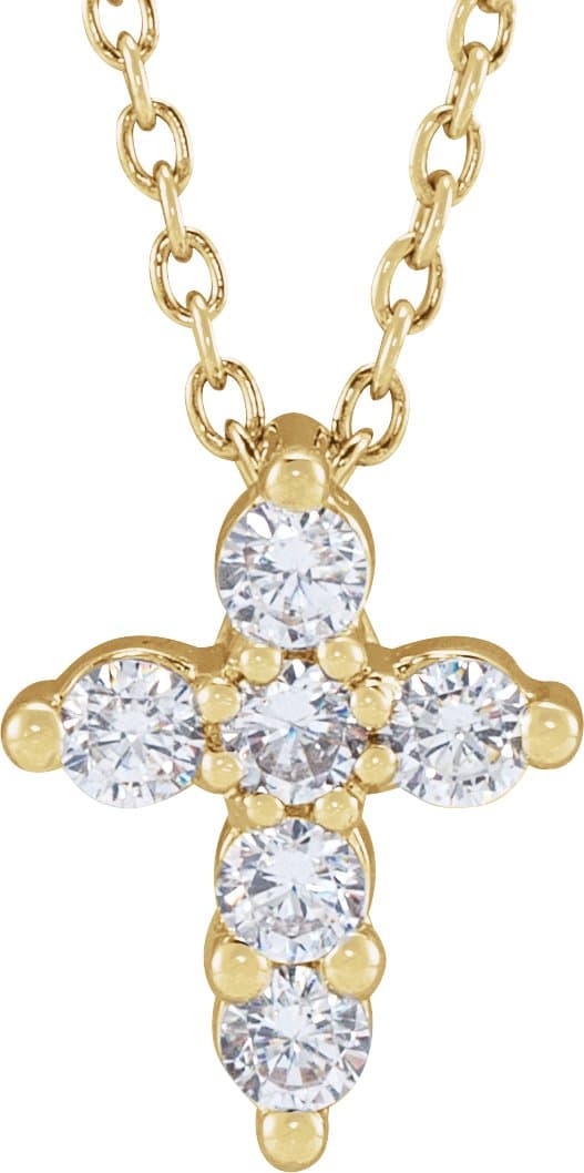 14K Rose 1 CTW Lab-Grown Diamond Cross 18 Necklace