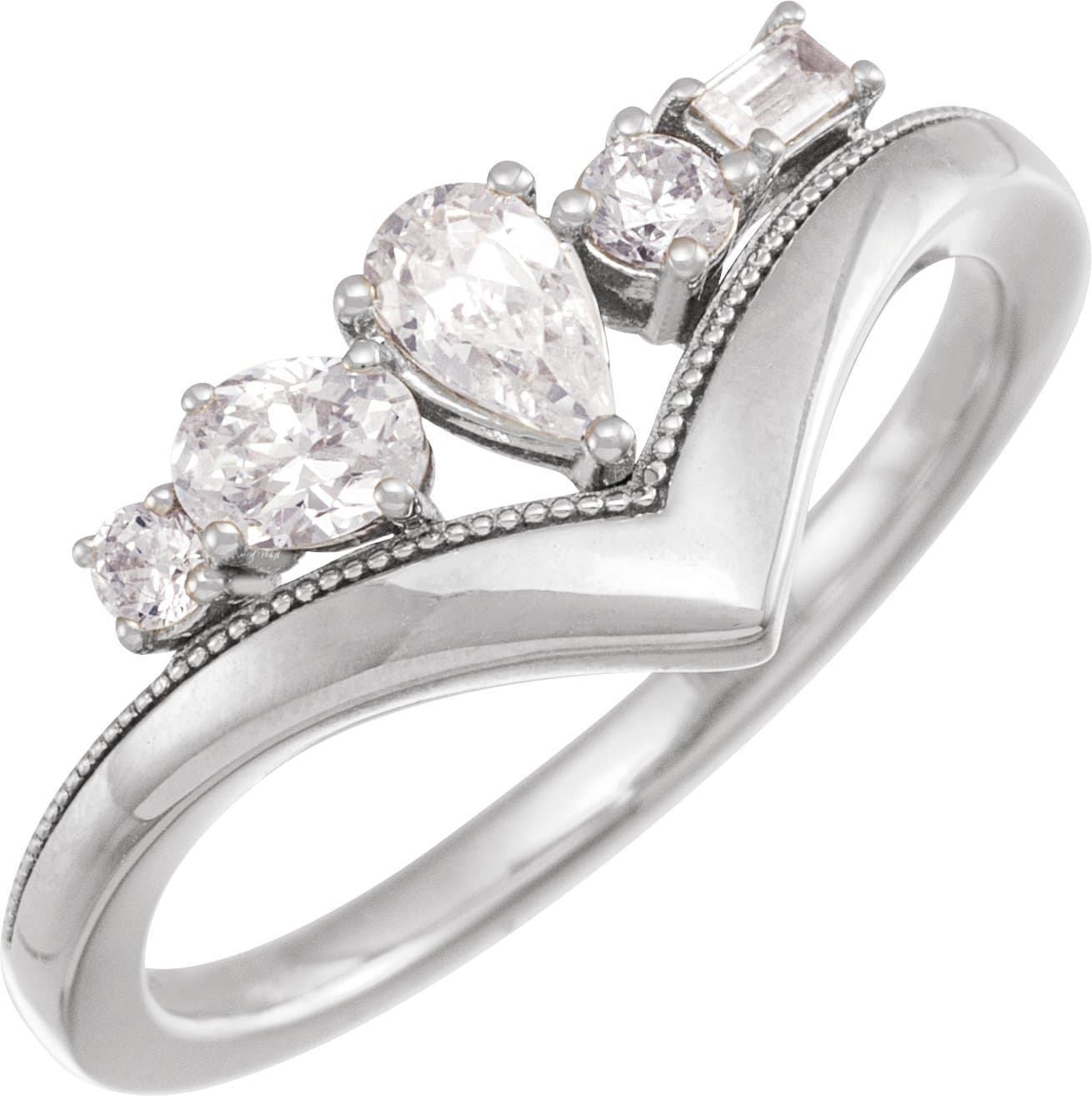14K Rose 1/2 CTW Lab-Grown Diamond V Ring