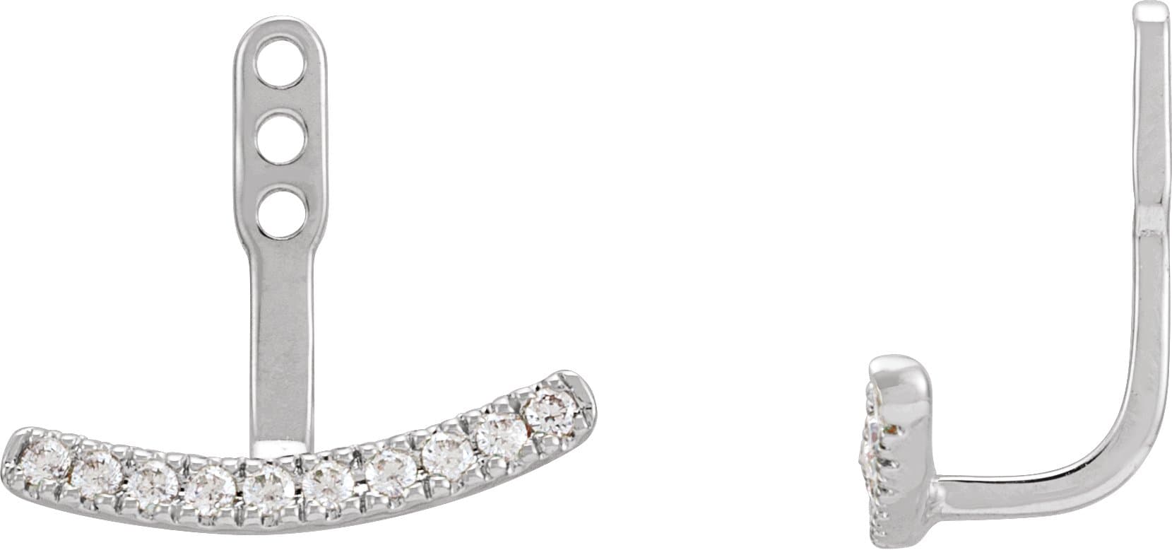 14K Rose 1/5 CTW Lab-Grown Diamond Curved Bar Earring Jackets