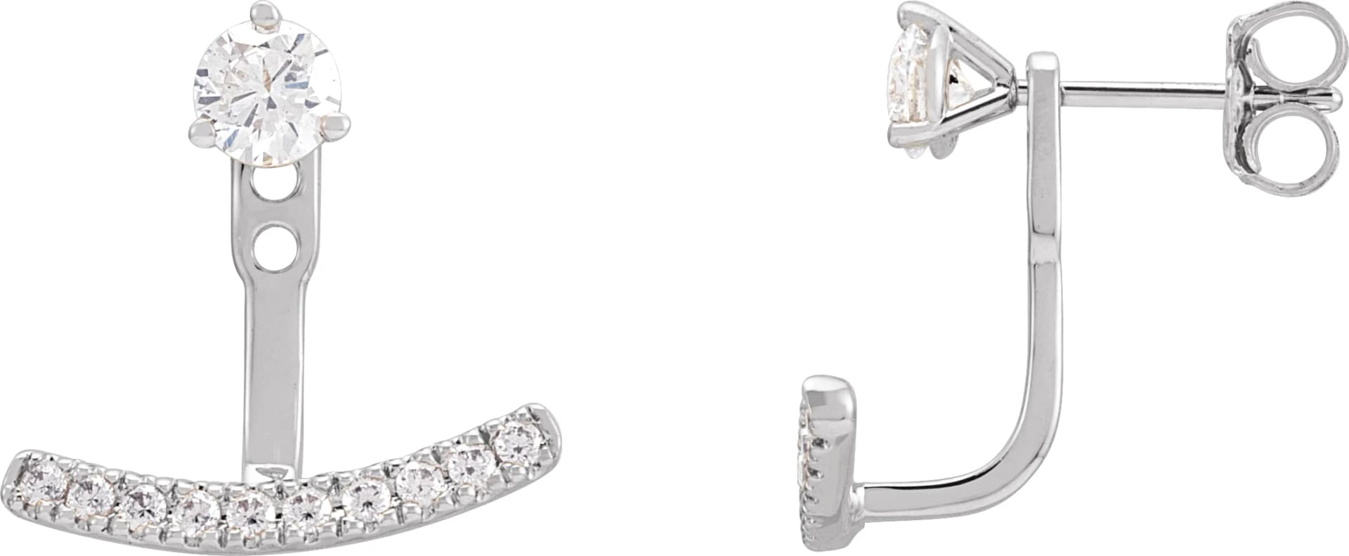 Lab-Grown Diamond Curved Bar Earring Jackets, view 4