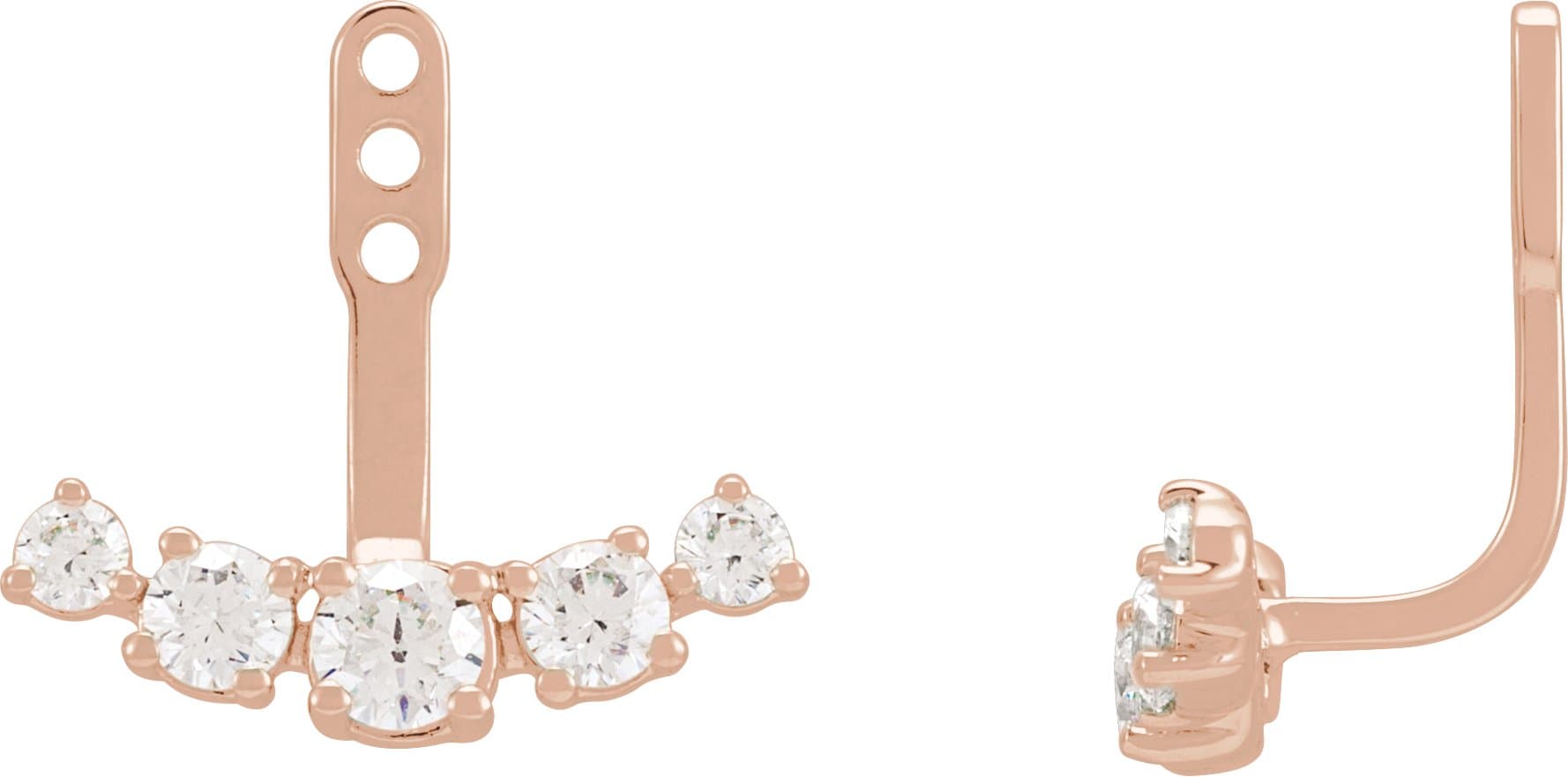 14K Rose 1 CTW Lab-Grown Diamond Curved Bar Earring Jackets