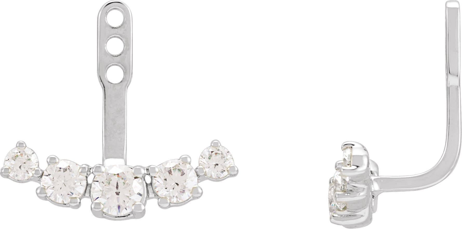 14K Rose 1 CTW Lab-Grown Diamond Curved Bar Earring Jackets