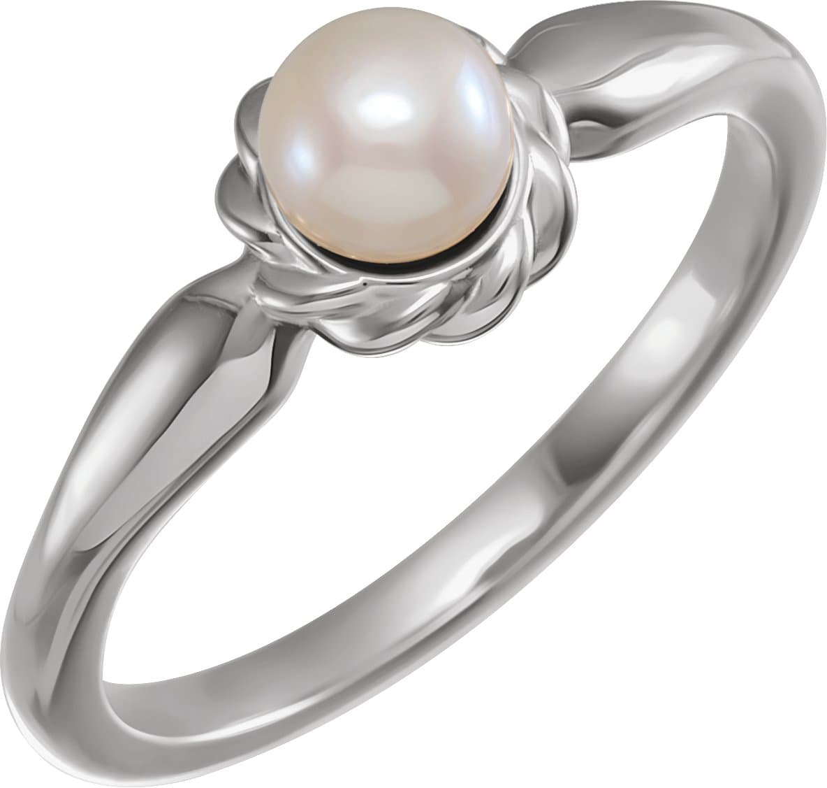 14K Rose 5-5.5 mm Cultured White Freshwater Pearl Ring