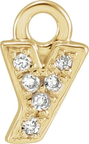 14K Rose Petite Pavé™ .01 CTW Natural Diamond Initial V Dangle