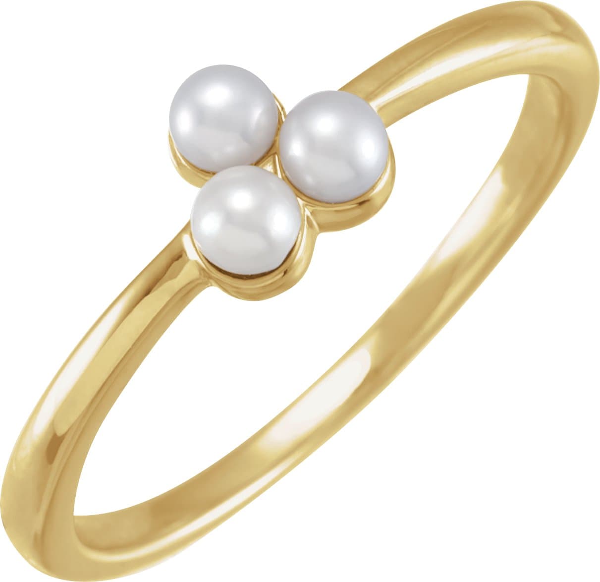14K Rose Cultured White Freshwater Pearl Cluster Ring