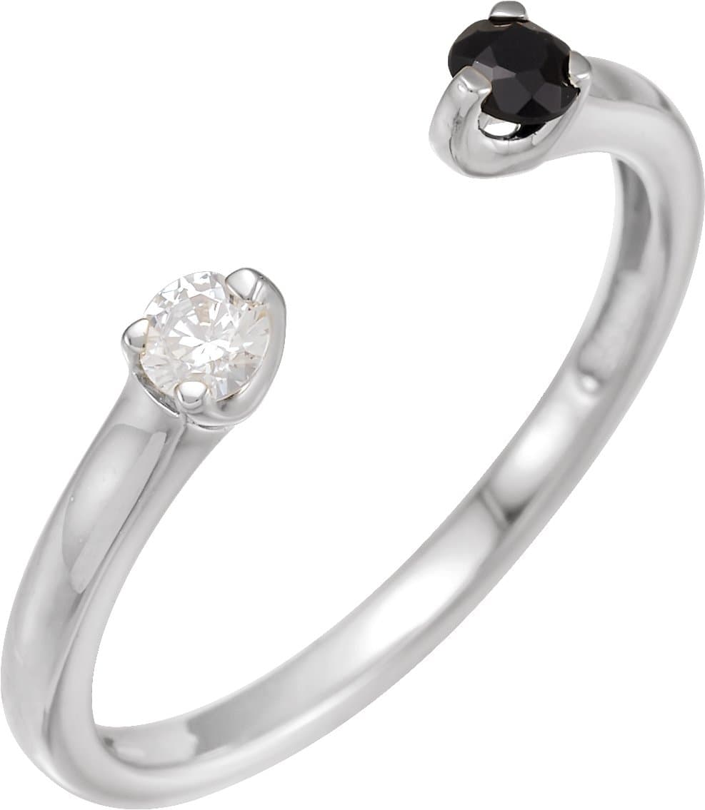 14K Rose Natural Black Onyx & 1/10 CT Natural Diamond Negative Space Ring