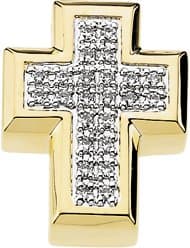 14K Yellow 1/4 CTWNatural Diamond Cross Pendant