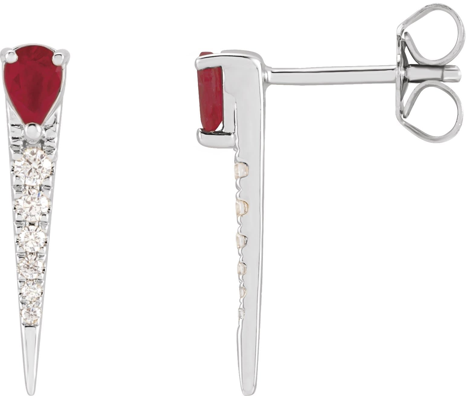14K Rose Natural Emerald & 1/8 CTW Natural Diamond Spike Earrings
