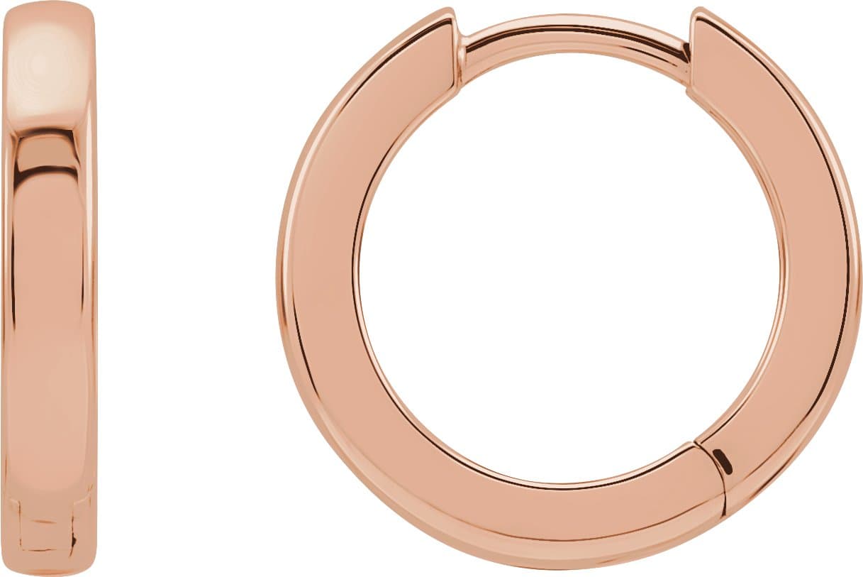 14K Rose Hinged 12 mm Hoop Earrings