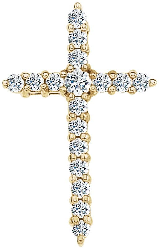 14K Yellow Gold 1/3 CTW Natural Diamond Cross Pendant