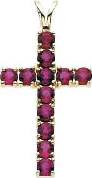 14K White Gold Natural Ruby Cross Pendant