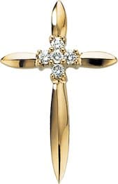 14K Yellow .07 CTW Natural Diamond Cross Pendant