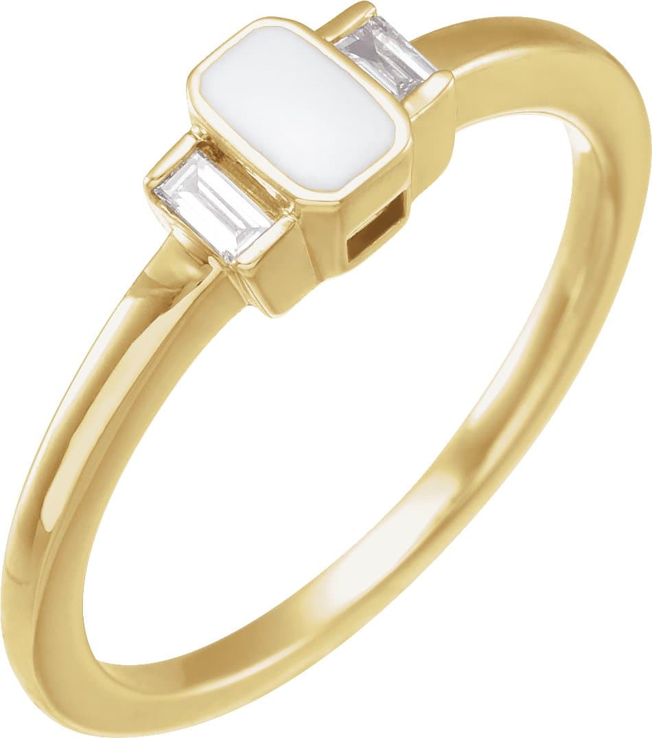 14K White .08 CTW Natural Diamond & Black Enamel Ring